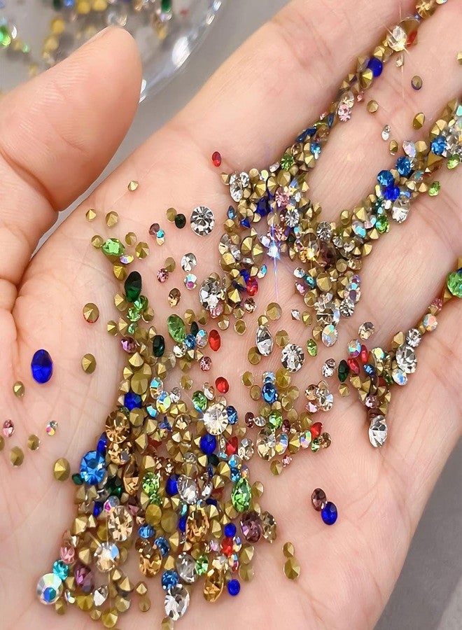 OSTTMA 1440Pcs Shiny Colorful Nail Art Rhinestones 3D Nail Charms Pointed Bottom Artificial Nails Diamonds Gems Crystals for Acrylic Nails Tips Manicure Accessories Decorations DIY Crafts - Image 1